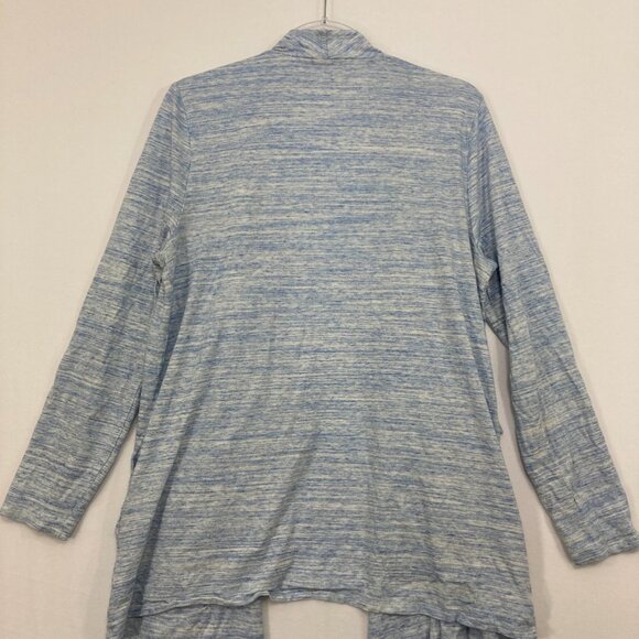 SOMA Large Slub Terry Draped Open Front Cardigan Heather Sky Blue Comfy - Picture 10 of 12
